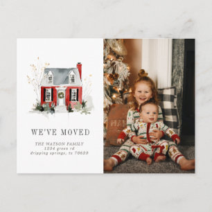 New Family Home Red Moving Announcement Postcard