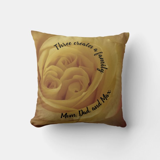 New Family Light Yellow Rose Photo Flower Adoption Cushion (Front)