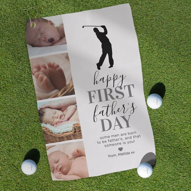 New Father Photo Collage Golf Towel (Creator Uploaded)