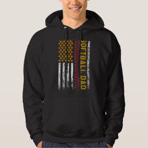 New First Time Dad Softball Dad American Flag Fath Hoodie