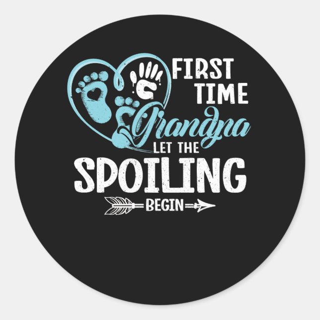 New First Time Grandpa Let The Spoiling Begin Gran Classic Round Sticker (Front)