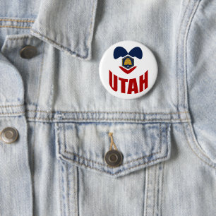 New flag of Utah State heart love 6 Cm Round Badge