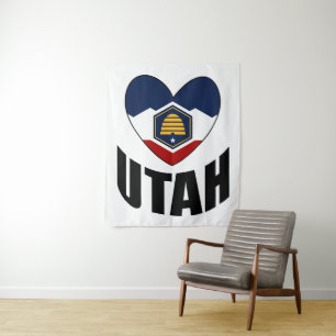 New flag of Utah State heart love Tapestry