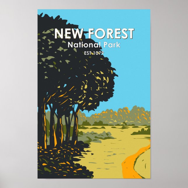New Forest National Park England Vintage Poster (Front)