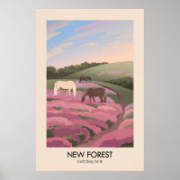 New Forest National Park Modern Travel Poster