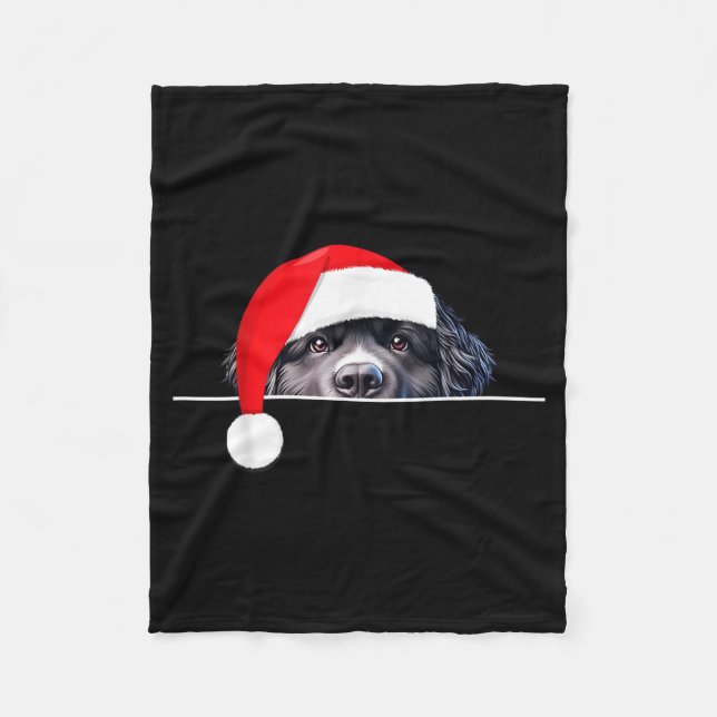 New Foundland Dog Lover Funny Santa Hat Christmas  Fleece Blanket (Front)