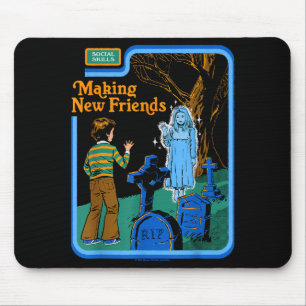 New Friends Ghost Sarcastic Retro Vintage Funny Ad Mouse Mat
