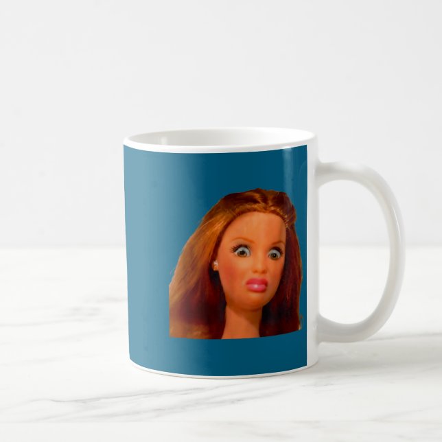 New funny distressed doll face meme  coffee mug (Right)
