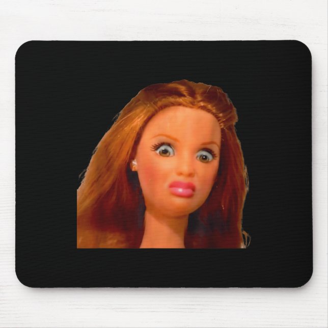 New funny distressed doll face meme  mouse mat (Front)