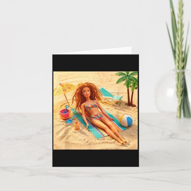 New Funny Distressed Female Doll Meme Sunbathing Card (Front)