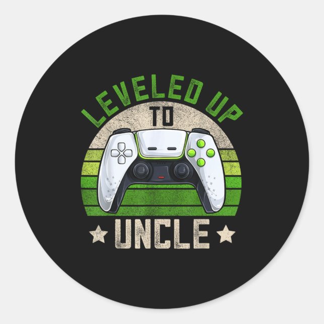 New Gamer Uncle Apparel, Funny Pregnancy Announcem Classic Round Sticker (Front)
