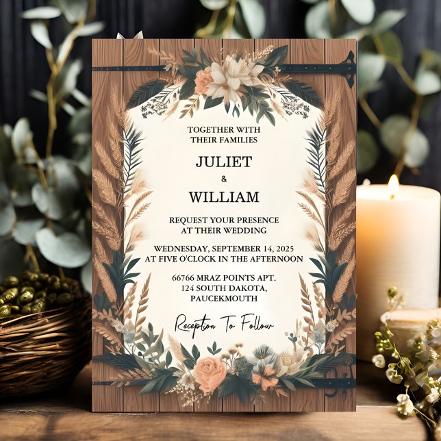 New Garden Floral Spring Wood Boho Rustic Wedding Invitation (Creator Uploaded)