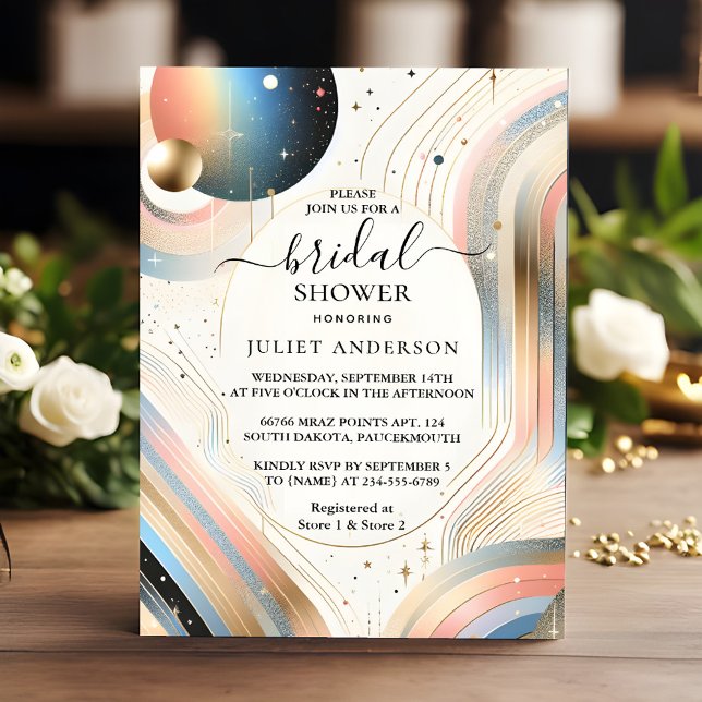 New Glam Bright Pastel Ombre Glitter Bridal Shower Invitation (Creator Uploaded)