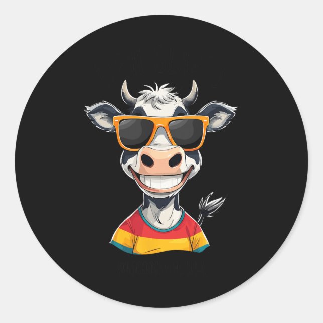 New Glarus Wi Usa Funny Cow Cartoon Design  Classic Round Sticker (Front)
