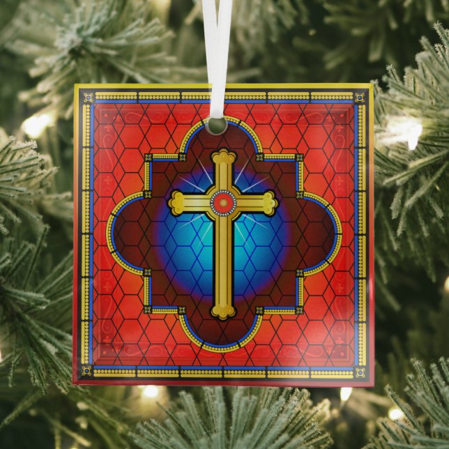 NEW Glass Cross Glass Ornament (Insitu)