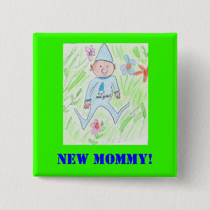 new gnome, New Mummy! 15 Cm Square Badge