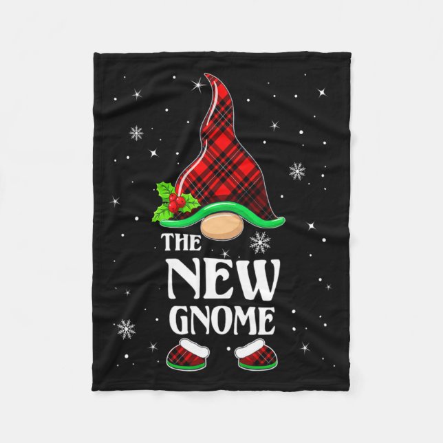 New Gnome Red Plaid Matching Family Christmas Paja Fleece Blanket (Front)