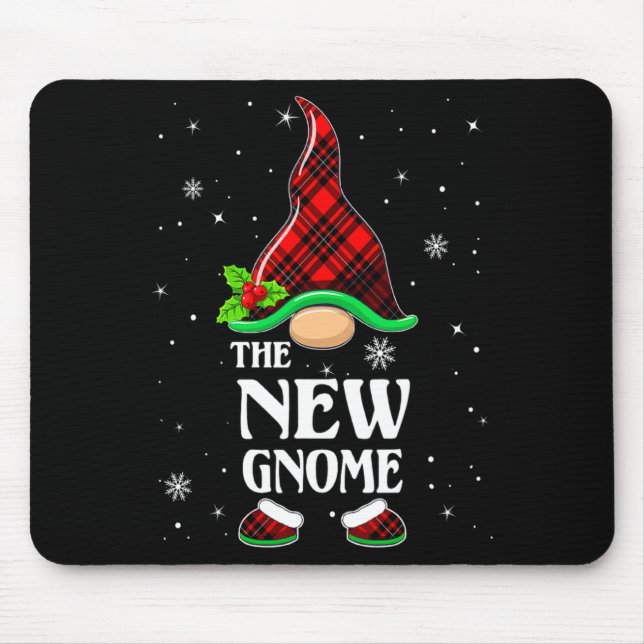 New Gnome Red Plaid Matching Family Christmas Paja Mouse Mat (Front)