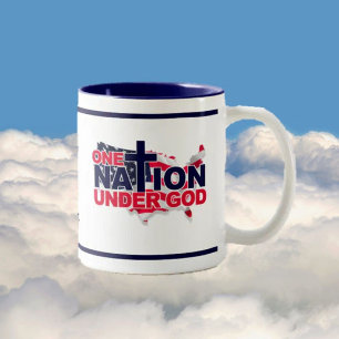 NEW! God and Country USA  Two-Tone Coffee Mug