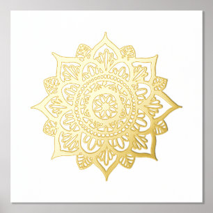New Gold Mandala Flower Foil Art Print