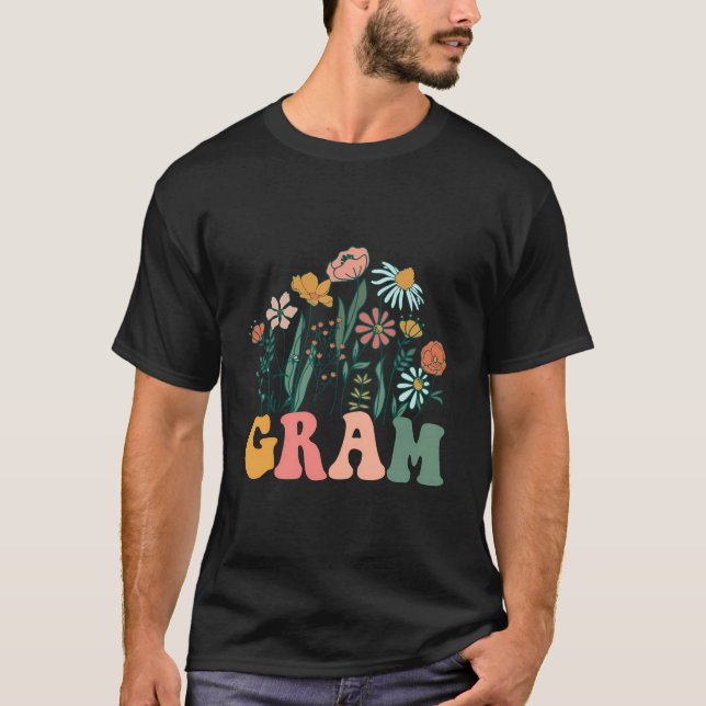 New Gram Wildflower First Birthday Baby Shower T-Shirt (Front)