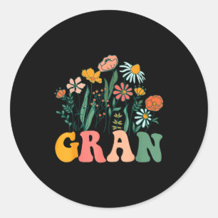 New Gran Wildflower First Birthday &amp; Baby Show Classic Round Sticker
