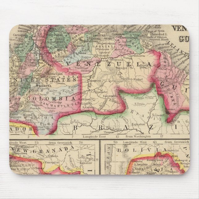 New Granada, Venezuela, Guiana Map by Mitchell Mouse Mat (Front)