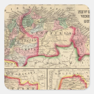 New Granada, Venezuela, Guiana Map by Mitchell Square Sticker