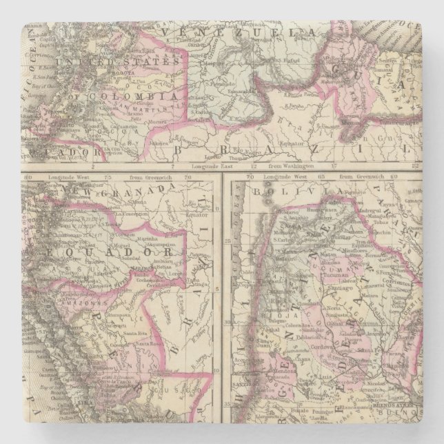 New Granada, Venezuela, Guiana Stone Coaster (Front)