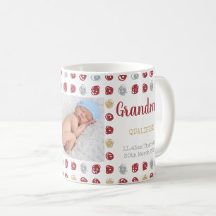 New Grandma - 2 Photos and Custom Baby Birth Stats Coffee Mug