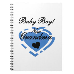 New Grandma Baby Boy Blue Heart Gifts Notebook