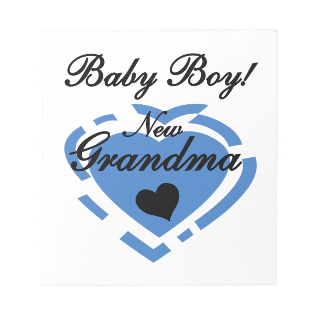 New Grandma Baby Boy Blue Heart Gifts Notepad (Front)