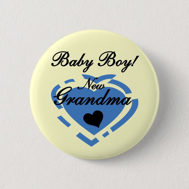 New Grandma Baby Boy Tshirts and Gifts 6 Cm Round Badge (Front)