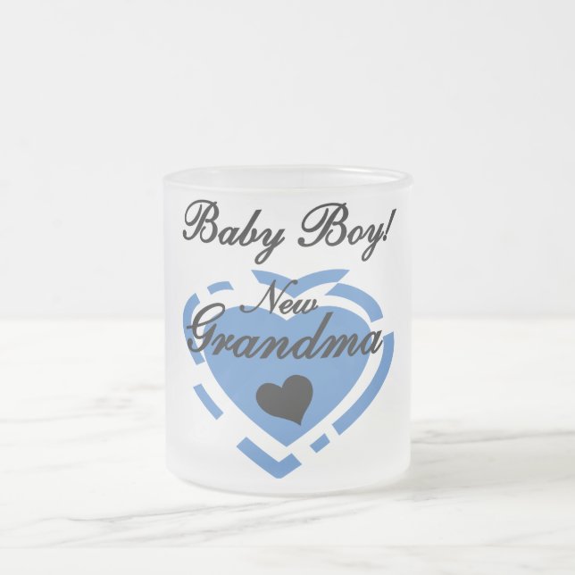 New Grandma Baby Boy Tshirts and Gifts Frosted Glass Coffee Mug (Center)