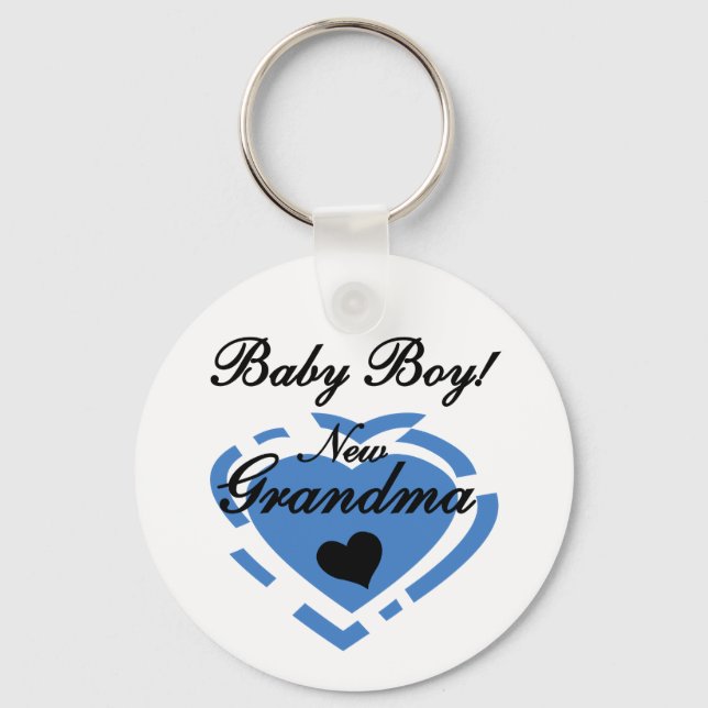 New Grandma Baby Boy Tshirts and Gifts Key Ring (Front)