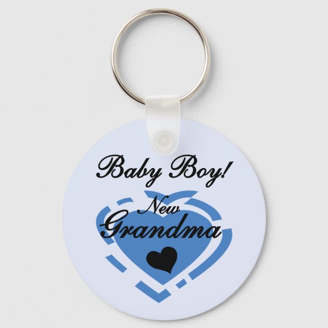New Grandma Baby Boy Tshirts and Gifts Key Ring (Front)