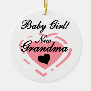 New Grandma Baby Girl Pink Heart Gifts Ceramic Tree Decoration