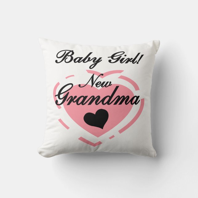 New Grandma Baby Girl Pink Heart Gifts Cushion (Front)