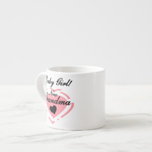 New Grandma Baby Girl Pink Heart Gifts Espresso Cup
