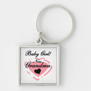 New Grandma Baby Girl Pink Heart Gifts Key Ring