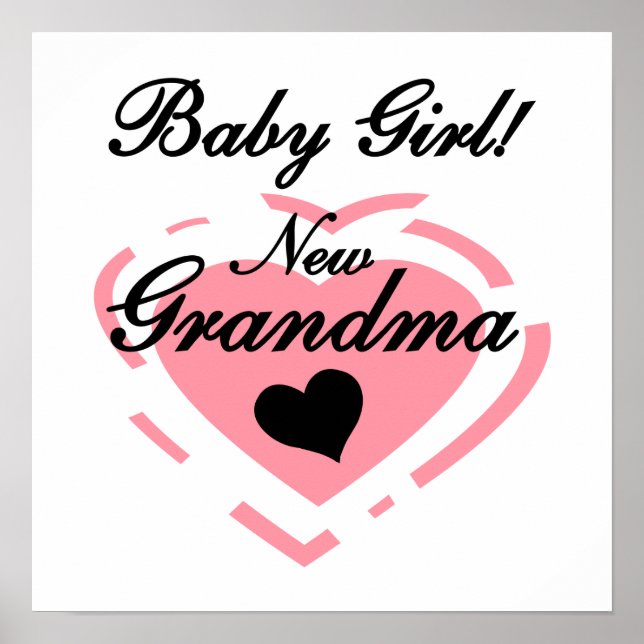 New Grandma Baby Girl Pink Heart Gifts Poster (Front)