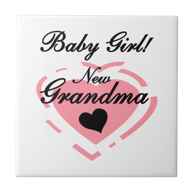 New Grandma Baby Girl Pink Heart Gifts Tile (Front)