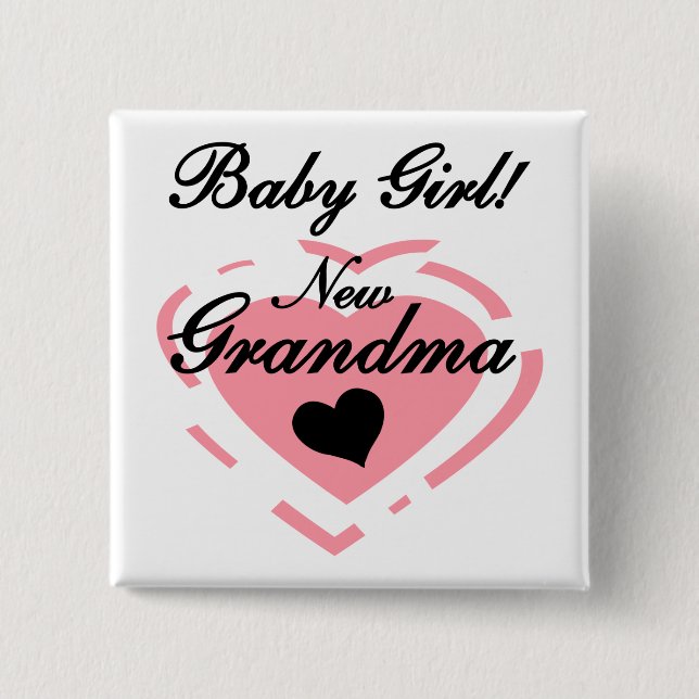 New Grandma Baby Girl Tshirts and Gifts 15 Cm Square Badge (Front)