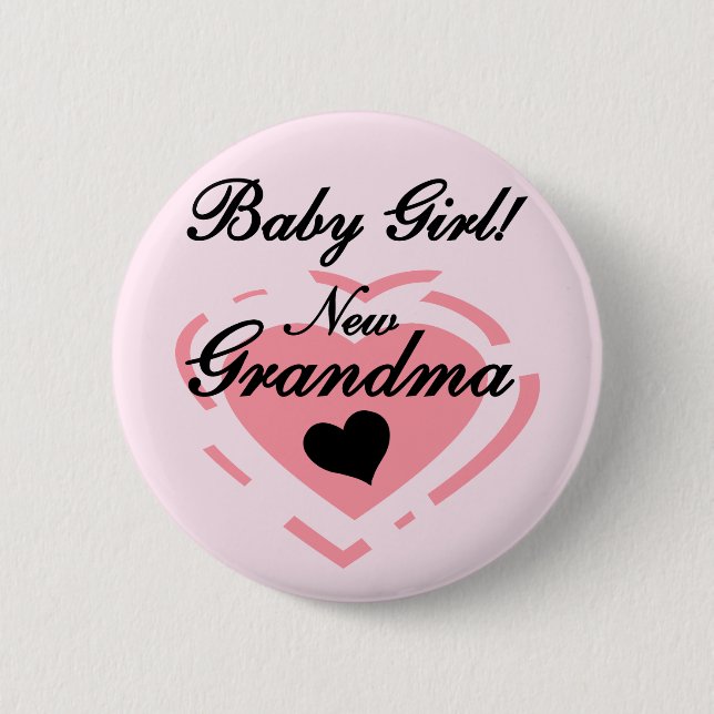 New Grandma Baby Girl Tshirts and Gifts 6 Cm Round Badge (Front)