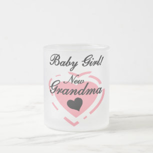 New Grandma Baby Girl Tshirts and Gifts Frosted Glass Coffee Mug