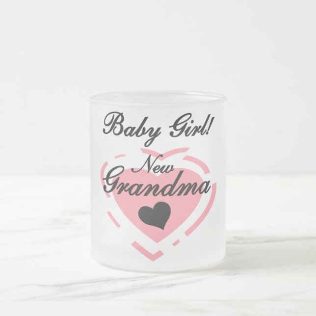 New Grandma Baby Girl Tshirts and Gifts Frosted Glass Coffee Mug (Center)