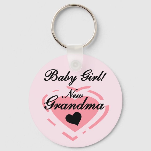 New Grandma Baby Girl Tshirts and Gifts Key Ring (Front)