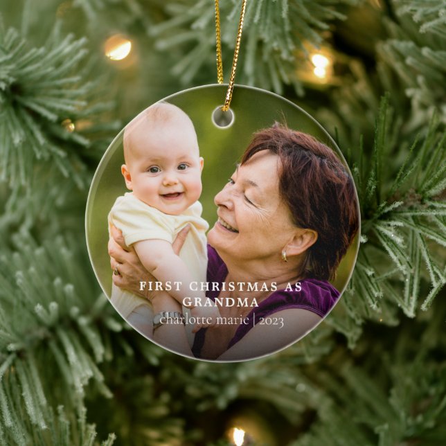 New Grandma Babys First Christmas Photo Ceramic Tree Decoration (Tree)