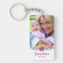 New Grandma Elegant Flowers| Photo Key Ring