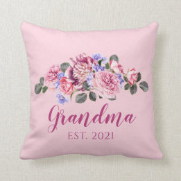 New Grandma Elegant Pink Floral Rose Peony Cushion